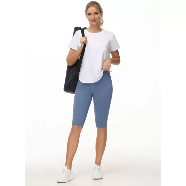 THE GYM PEOPLE Womens Workout TShirts Loose Fit Short Sleeve Cotton Running Basic Tee Tops with Split HemWhite
