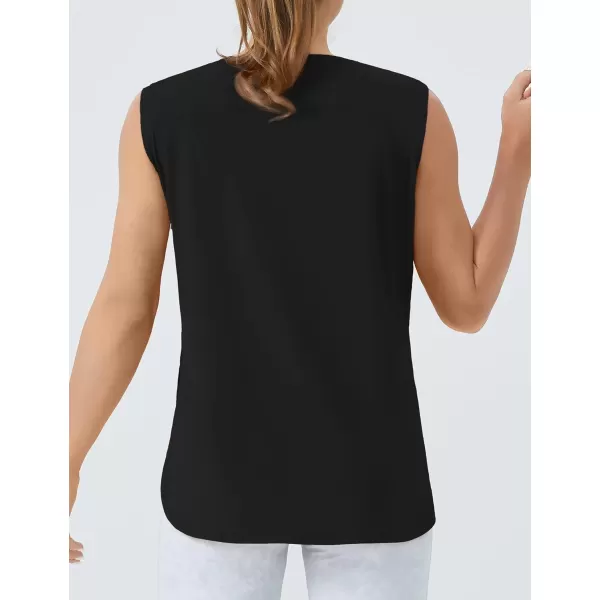 THE GYM PEOPLE Womens Workout Tank Tops Loose Fit Sleeveless Cotton Running ShirtsBlack