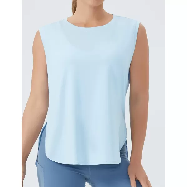 THE GYM PEOPLE Womens Workout Tank Tops Loose Fit Sleeveless Cotton Running ShirtsLight Blue