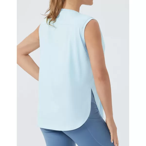 THE GYM PEOPLE Womens Workout Tank Tops Loose Fit Sleeveless Cotton Running ShirtsLight Blue