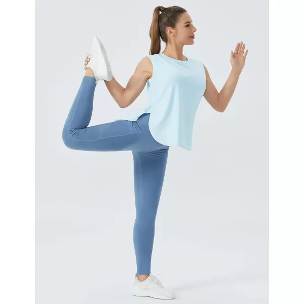 THE GYM PEOPLE Womens Workout Tank Tops Loose Fit Sleeveless Cotton Running ShirtsLight Blue