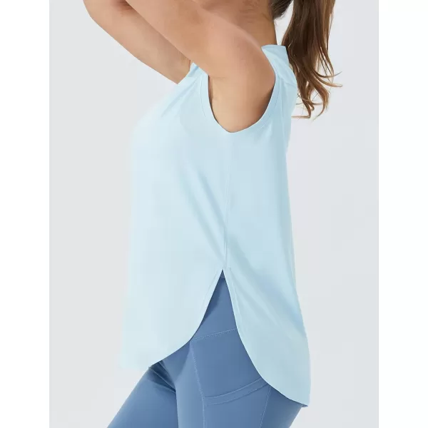THE GYM PEOPLE Womens Workout Tank Tops Loose Fit Sleeveless Cotton Running ShirtsLight Blue