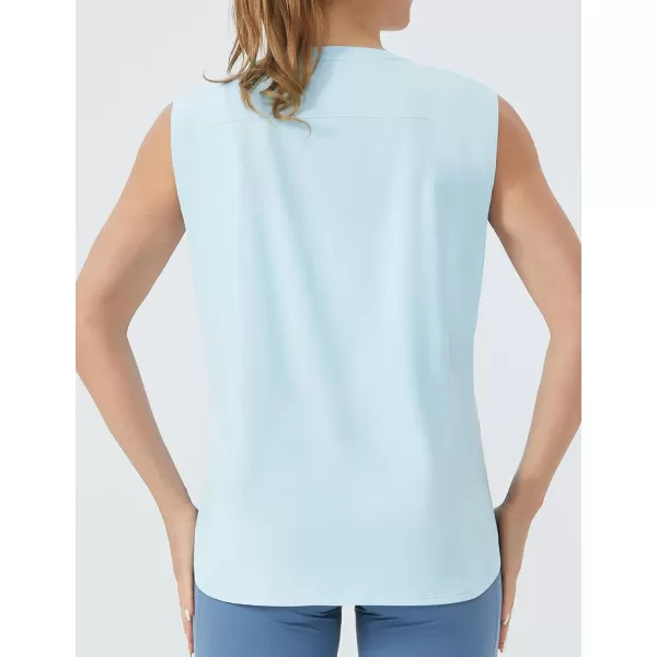 THE GYM PEOPLE Womens Workout Tank Tops Loose Fit Sleeveless Cotton Running ShirtsLight Blue