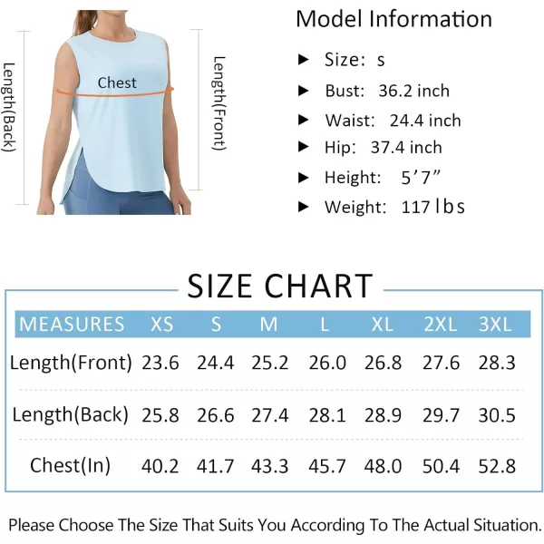 THE GYM PEOPLE Womens Workout Tank Tops Loose Fit Sleeveless Cotton Running ShirtsLight Blue