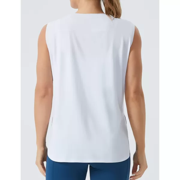 THE GYM PEOPLE Womens Workout Tank Tops Loose Fit Sleeveless Cotton Running ShirtsWhite