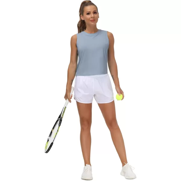 THE GYM PEOPLE Womens Workout Tops in Ice Silk Quick Dry SleevelessBlue