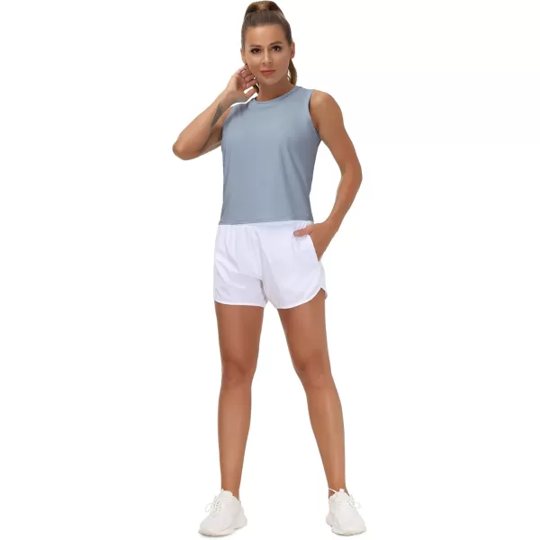 THE GYM PEOPLE Womens Workout Tops in Ice Silk Quick Dry SleevelessBlue