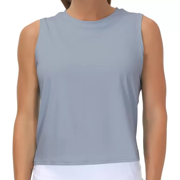 THE GYM PEOPLE Womens Workout Tops in Ice Silk Quick Dry SleevelessBlue