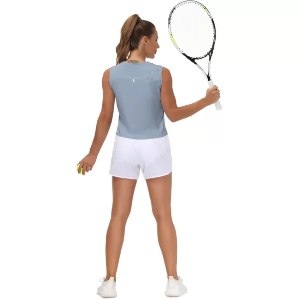 THE GYM PEOPLE Womens Workout Tops in Ice Silk Quick Dry SleevelessBlue