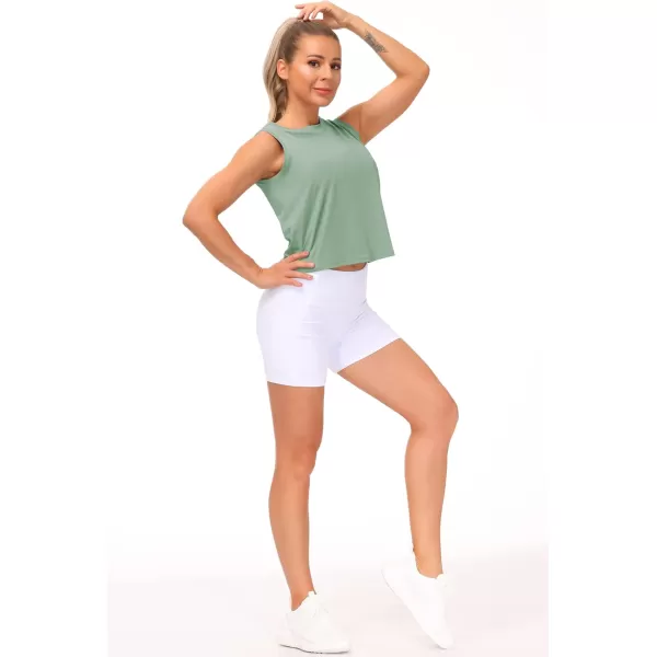 THE GYM PEOPLE Womens Workout Tops in Ice Silk Quick Dry SleevelessLight Green
