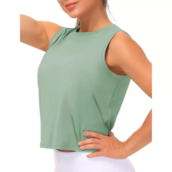 THE GYM PEOPLE Womens Workout Tops in Ice Silk Quick Dry SleevelessLight Green
