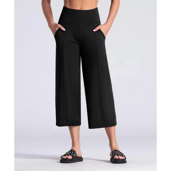 THE GYM PEOPLE Womens Yoga Pants with Pockets and Tummy Control High Waist in Flare CropBlack