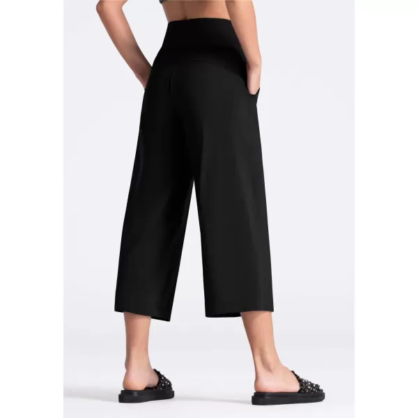 THE GYM PEOPLE Womens Yoga Pants with Pockets and Tummy Control High Waist in Flare CropBlack