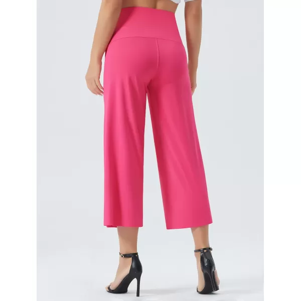 THE GYM PEOPLE Womens Yoga Pants with Pockets and Tummy Control High Waist in Flare CropBright Pink