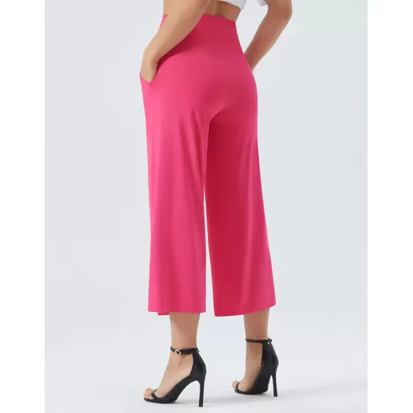 THE GYM PEOPLE Womens Yoga Pants with Pockets and Tummy Control High Waist in Flare CropBright Pink