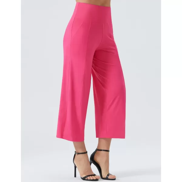 THE GYM PEOPLE Womens Yoga Pants with Pockets and Tummy Control High Waist in Flare CropBright Pink