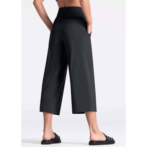 THE GYM PEOPLE Womens Yoga Pants with Pockets and Tummy Control High Waist in Flare CropCharcoal Grey