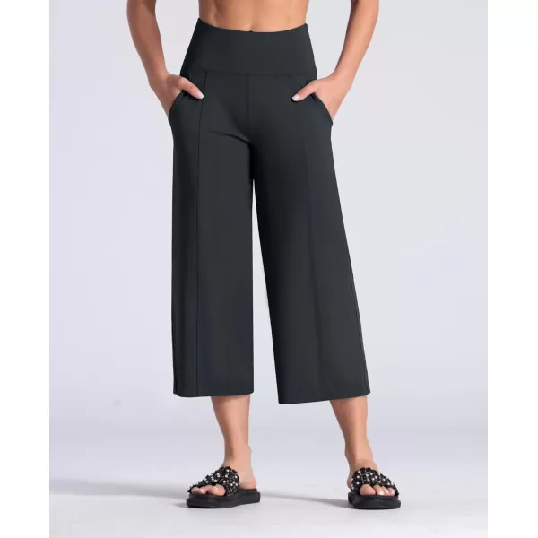 THE GYM PEOPLE Womens Yoga Pants with Pockets and Tummy Control High Waist in Flare CropCharcoal Grey