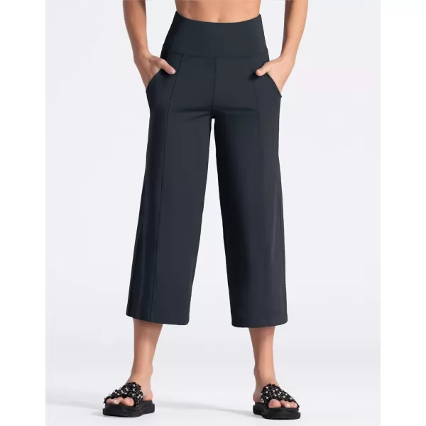 THE GYM PEOPLE Womens Yoga Pants with Pockets and Tummy Control High Waist in Flare CropCharcoal Grey