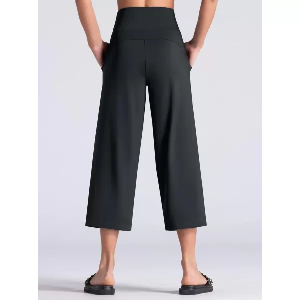 THE GYM PEOPLE Womens Yoga Pants with Pockets and Tummy Control High Waist in Flare CropCharcoal Grey