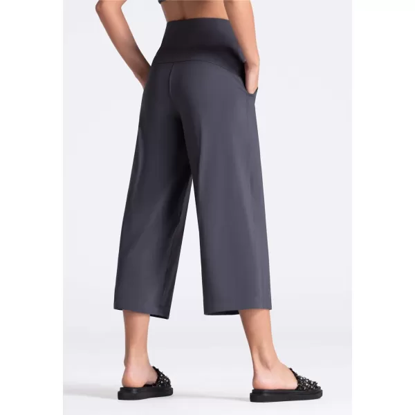 THE GYM PEOPLE Womens Yoga Pants with Pockets and Tummy Control High Waist in Flare CropDark Grey
