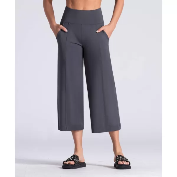 THE GYM PEOPLE Womens Yoga Pants with Pockets and Tummy Control High Waist in Flare CropDark Grey