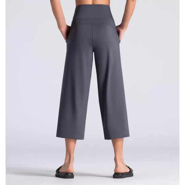 THE GYM PEOPLE Womens Yoga Pants with Pockets and Tummy Control High Waist in Flare CropDark Grey