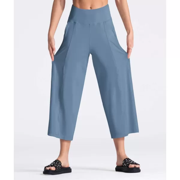 THE GYM PEOPLE Womens Yoga Pants with Pockets and Tummy Control High Waist in Flare CropDenim Blue