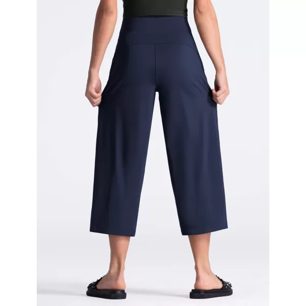THE GYM PEOPLE Womens Yoga Pants with Pockets and Tummy Control High Waist in Flare CropNavy Blue