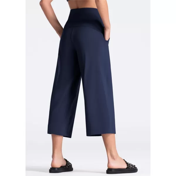 THE GYM PEOPLE Womens Yoga Pants with Pockets and Tummy Control High Waist in Flare CropNavy Blue
