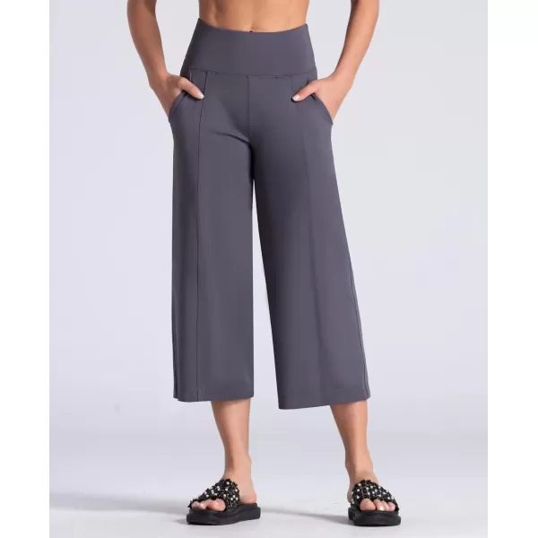 THE GYM PEOPLE Womens Yoga Pants with Pockets and Tummy Control High Waist in Flare CropVintage Purple