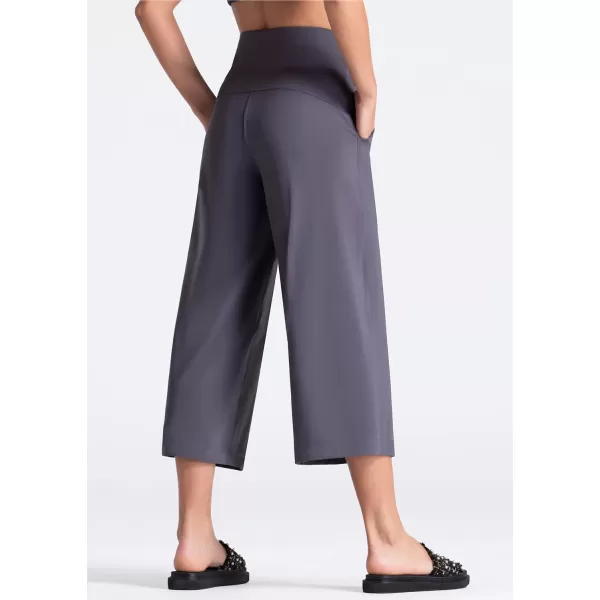 THE GYM PEOPLE Womens Yoga Pants with Pockets and Tummy Control High Waist in Flare CropVintage Purple