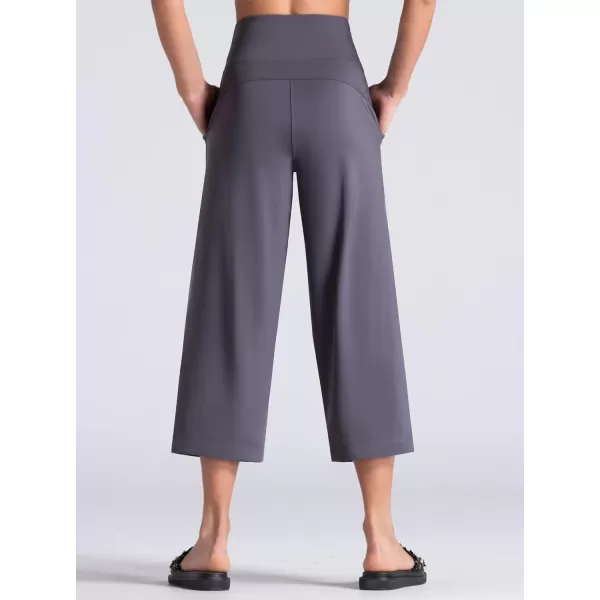 THE GYM PEOPLE Womens Yoga Pants with Pockets and Tummy Control High Waist in Flare CropVintage Purple