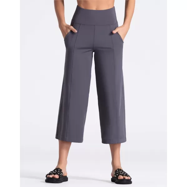 THE GYM PEOPLE Womens Yoga Pants with Pockets and Tummy Control High Waist in Flare CropVintage Purple