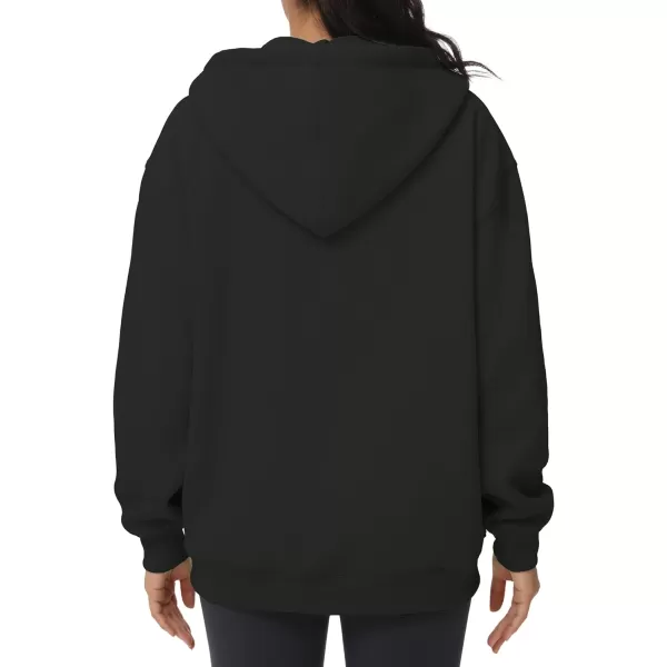 THE GYM PEOPLE Womens Zip Up Plus Oversize Hoodie Drawstring Sweatshirts Casual Long Sleeve Jacket with PocketsBlack