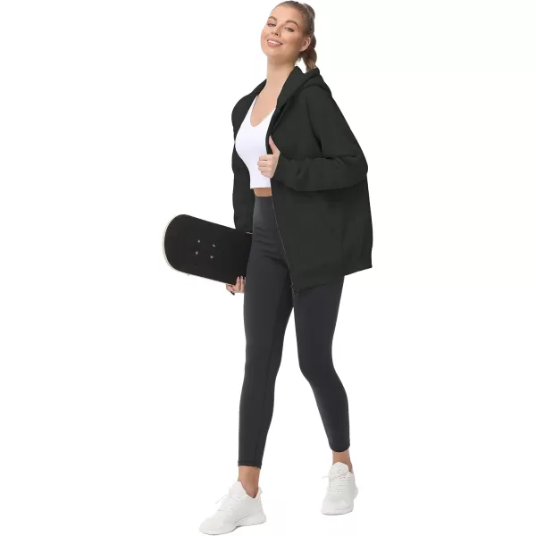 THE GYM PEOPLE Womens Zip Up Plus Oversize Hoodie Drawstring Sweatshirts Casual Long Sleeve Jacket with PocketsBlack
