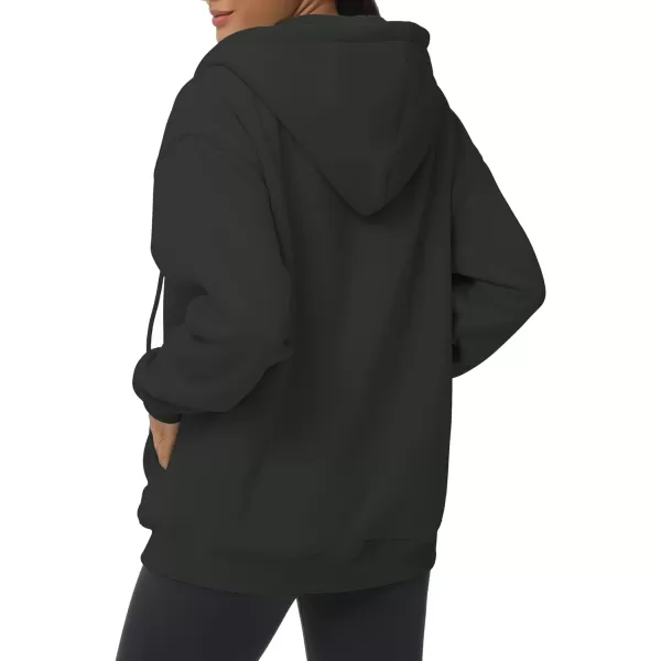 THE GYM PEOPLE Womens Zip Up Plus Oversize Hoodie Drawstring Sweatshirts Casual Long Sleeve Jacket with PocketsBlack