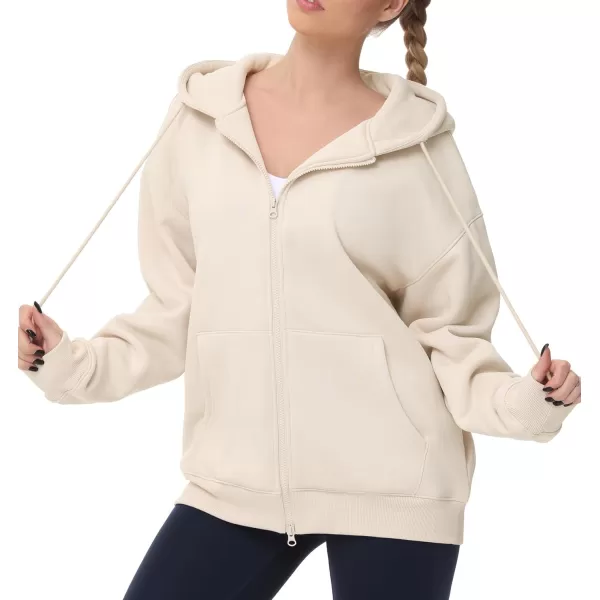 THE GYM PEOPLE Womens Zip Up Plus Oversize Hoodie Drawstring Sweatshirts Casual Long Sleeve Jacket with PocketsKhaki