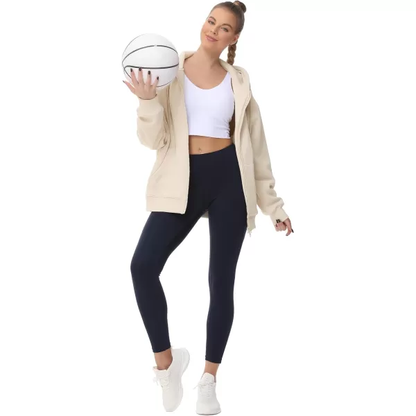 THE GYM PEOPLE Womens Zip Up Plus Oversize Hoodie Drawstring Sweatshirts Casual Long Sleeve Jacket with PocketsKhaki