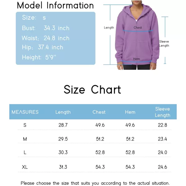 THE GYM PEOPLE Womens Zip Up Plus Oversize Hoodie Drawstring Sweatshirts Casual Long Sleeve Jacket with PocketsLavender Purple