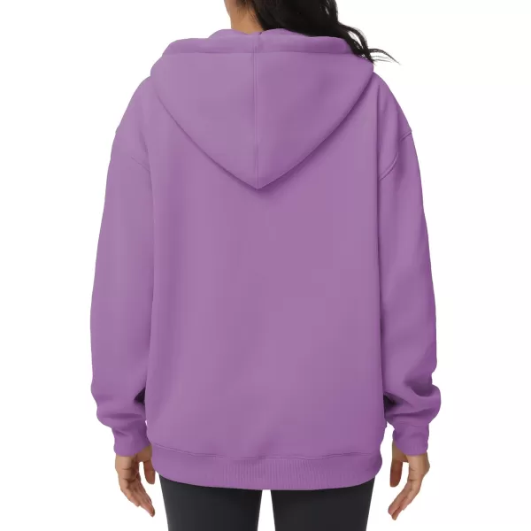 THE GYM PEOPLE Womens Zip Up Plus Oversize Hoodie Drawstring Sweatshirts Casual Long Sleeve Jacket with PocketsLavender Purple