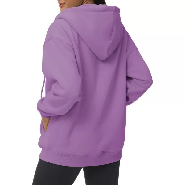 THE GYM PEOPLE Womens Zip Up Plus Oversize Hoodie Drawstring Sweatshirts Casual Long Sleeve Jacket with PocketsLavender Purple