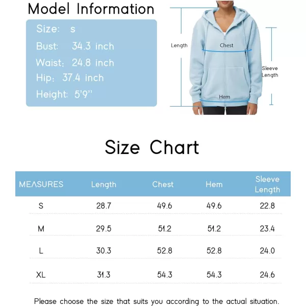 THE GYM PEOPLE Womens Zip Up Plus Oversize Hoodie Drawstring Sweatshirts Casual Long Sleeve Jacket with PocketsLight Blue