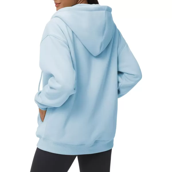 THE GYM PEOPLE Womens Zip Up Plus Oversize Hoodie Drawstring Sweatshirts Casual Long Sleeve Jacket with PocketsLight Blue