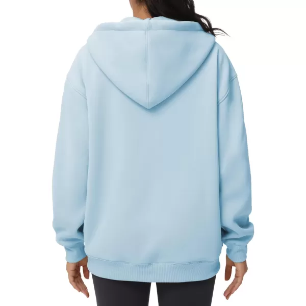 THE GYM PEOPLE Womens Zip Up Plus Oversize Hoodie Drawstring Sweatshirts Casual Long Sleeve Jacket with PocketsLight Blue