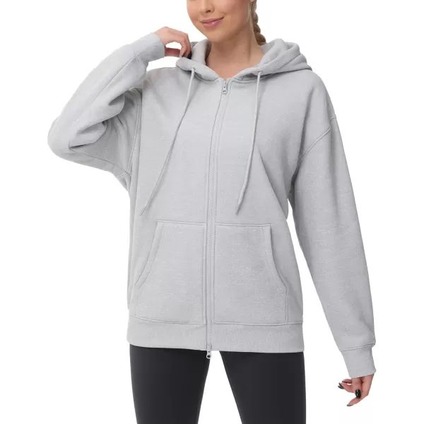 THE GYM PEOPLE Womens Zip Up Plus Oversize Hoodie Drawstring Sweatshirts Casual Long Sleeve Jacket with PocketsLight Grey