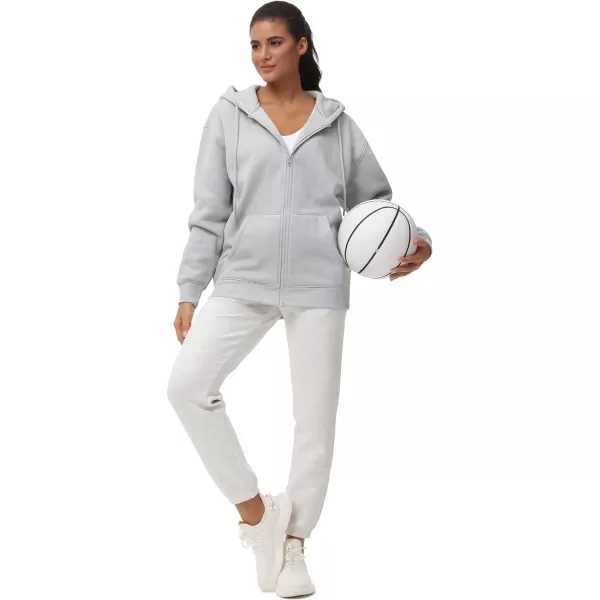 THE GYM PEOPLE Womens Zip Up Plus Oversize Hoodie Drawstring Sweatshirts Casual Long Sleeve Jacket with PocketsLight Grey