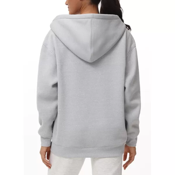 THE GYM PEOPLE Womens Zip Up Plus Oversize Hoodie Drawstring Sweatshirts Casual Long Sleeve Jacket with PocketsLight Grey