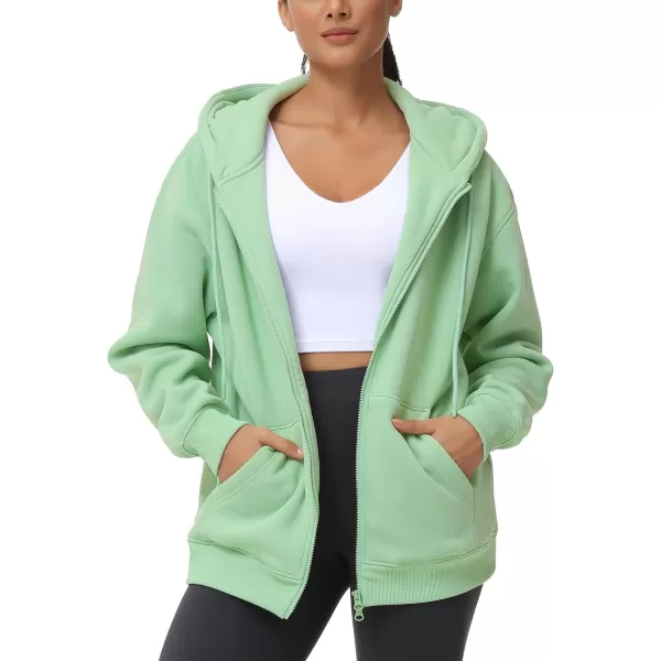 THE GYM PEOPLE Womens Zip Up Plus Oversize Hoodie Drawstring Sweatshirts Casual Long Sleeve Jacket with PocketsMint Green