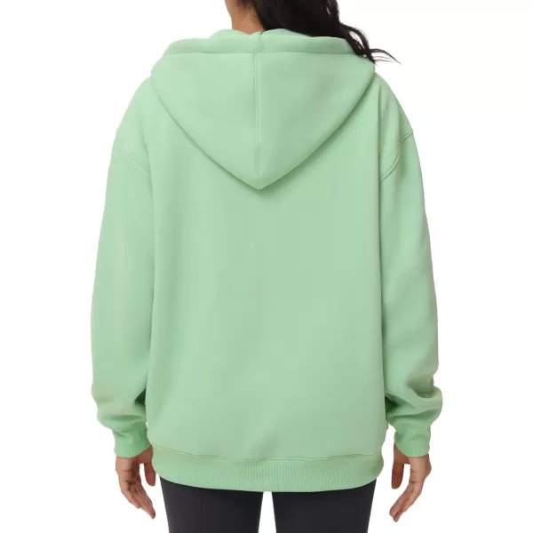 THE GYM PEOPLE Womens Zip Up Plus Oversize Hoodie Drawstring Sweatshirts Casual Long Sleeve Jacket with PocketsMint Green